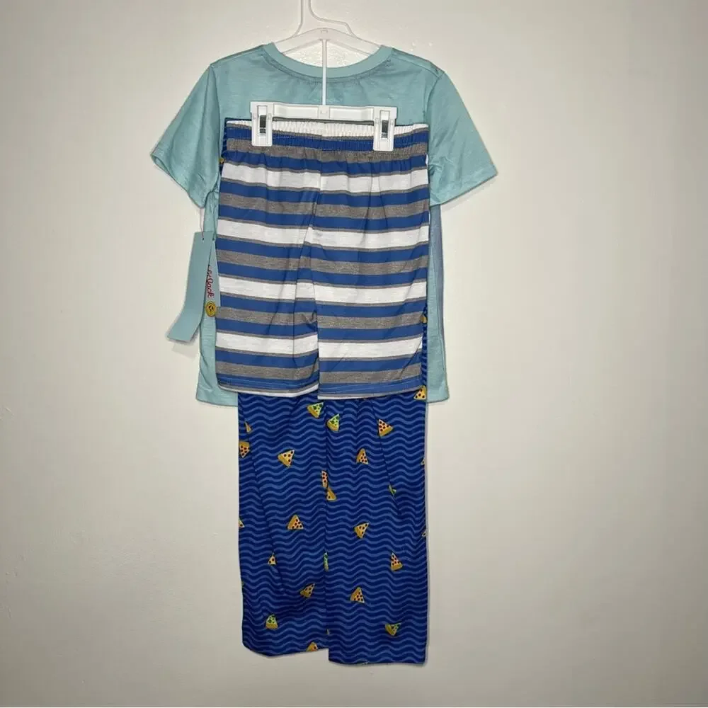 Pizza Shark Pajamas Cat & Jack Boys' 3pc Set Blue NWT SZ S - Picture 3 of 4